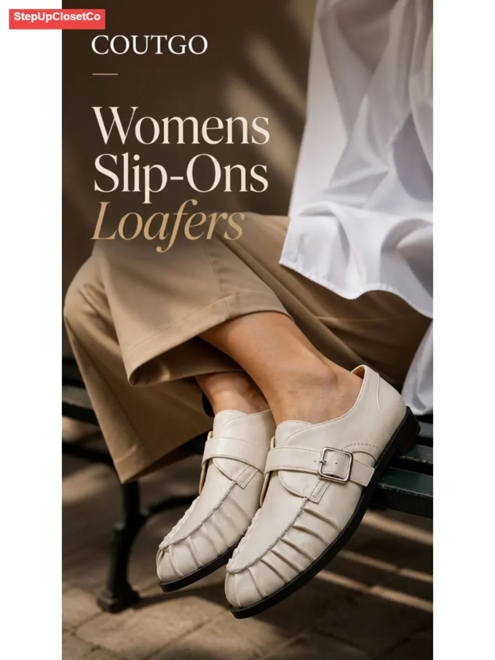 Pleated Monk Strap Slip On Loafers Comfort Work Office Flats